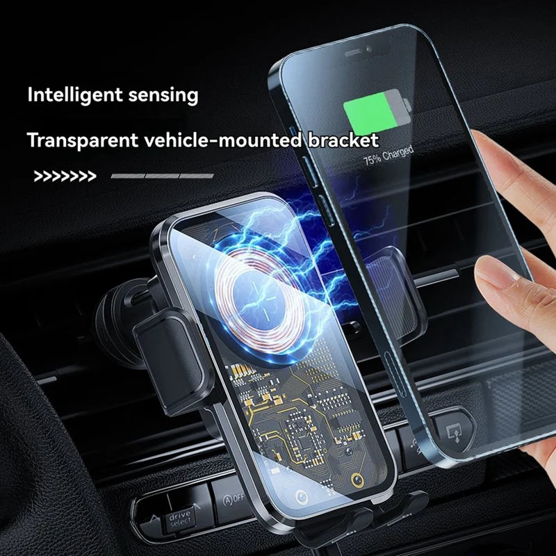 Wireless Car Charger Mount Fast Charging Auto-Clamping Phone Holder Universal Dashboard Air Vent Mount for Smartphones-A31R