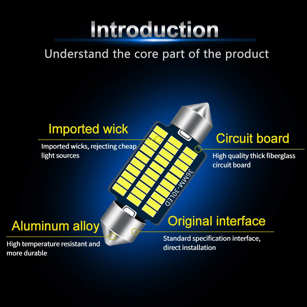 1PC Car Interior Light Purple LED Reading Lights 12V Dome Lamp Aluminum Vehicles Bulb Auto accessories 2025 31mm 36mm 39mm 42mm