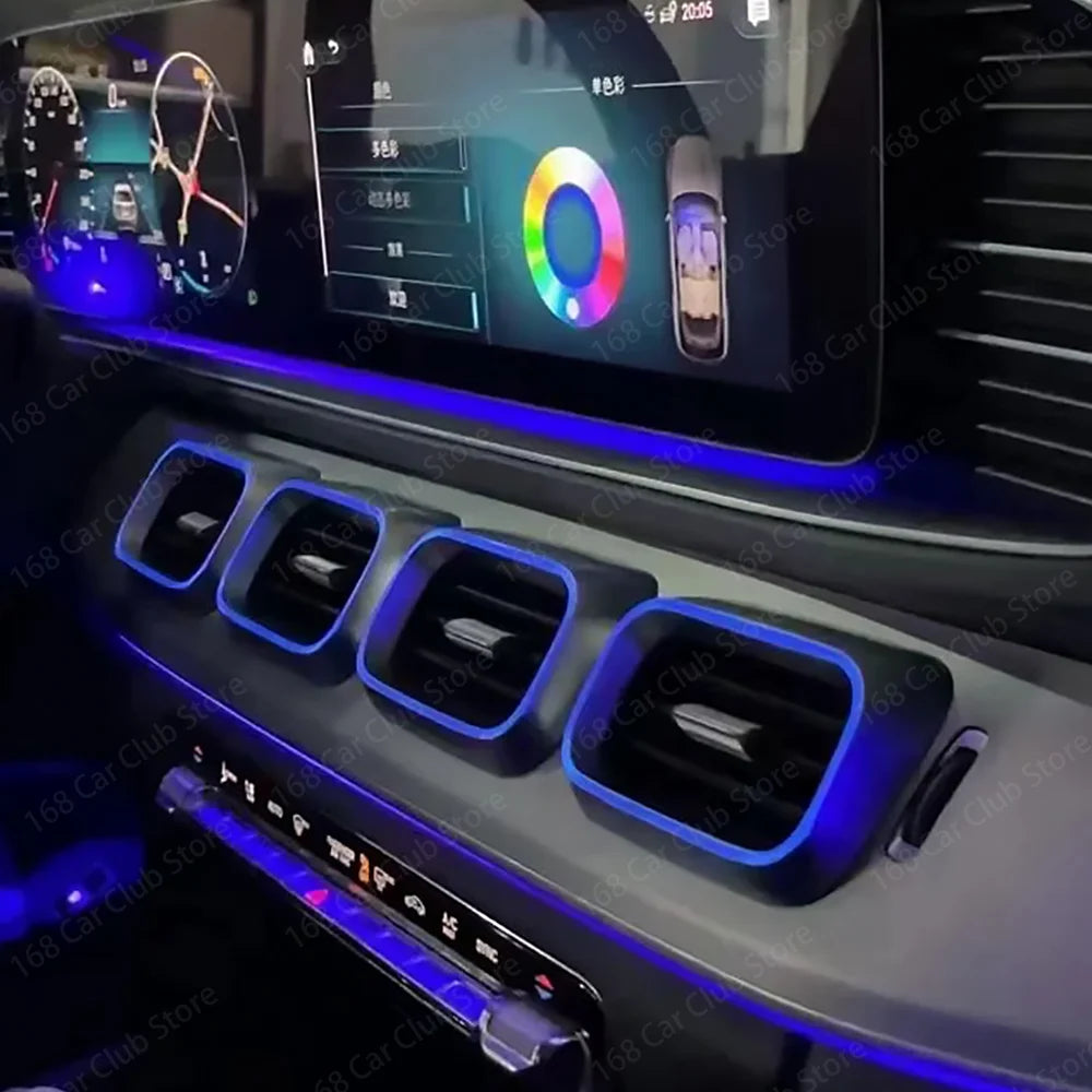 For Mercedes Benz W167 GLE GLS GLE53 GLS63 Coupe Car Turbine Air Outlet Nozzle Decorative Lamp 64 Colour LED Vents Ambient Light