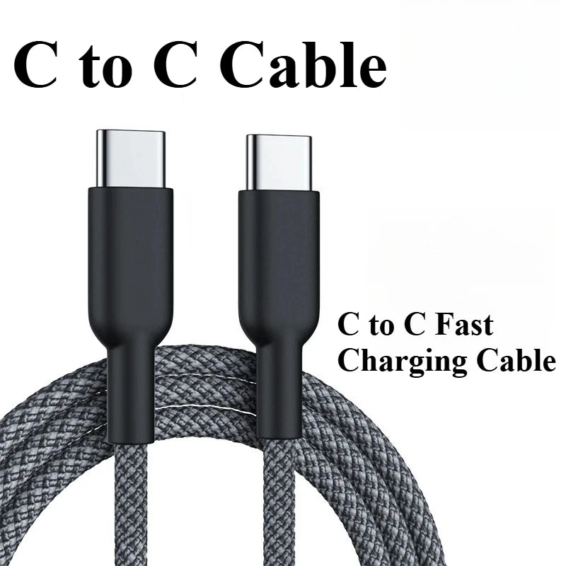60W 1M/2M/3M Car Fast Charging Cable Dual Type-C Nylon Braided Data Cable Car Charging Accessories for Xiaomi Samsung iphone