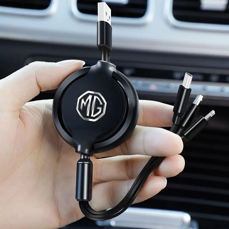 Car 3 in 1 USB Cable Type C Micro USB Fast Charging Cable For Morris Garages MG Cyberster MG3 MG5 MG7 MG6 ZS ES5 ONE HS MG4 EV