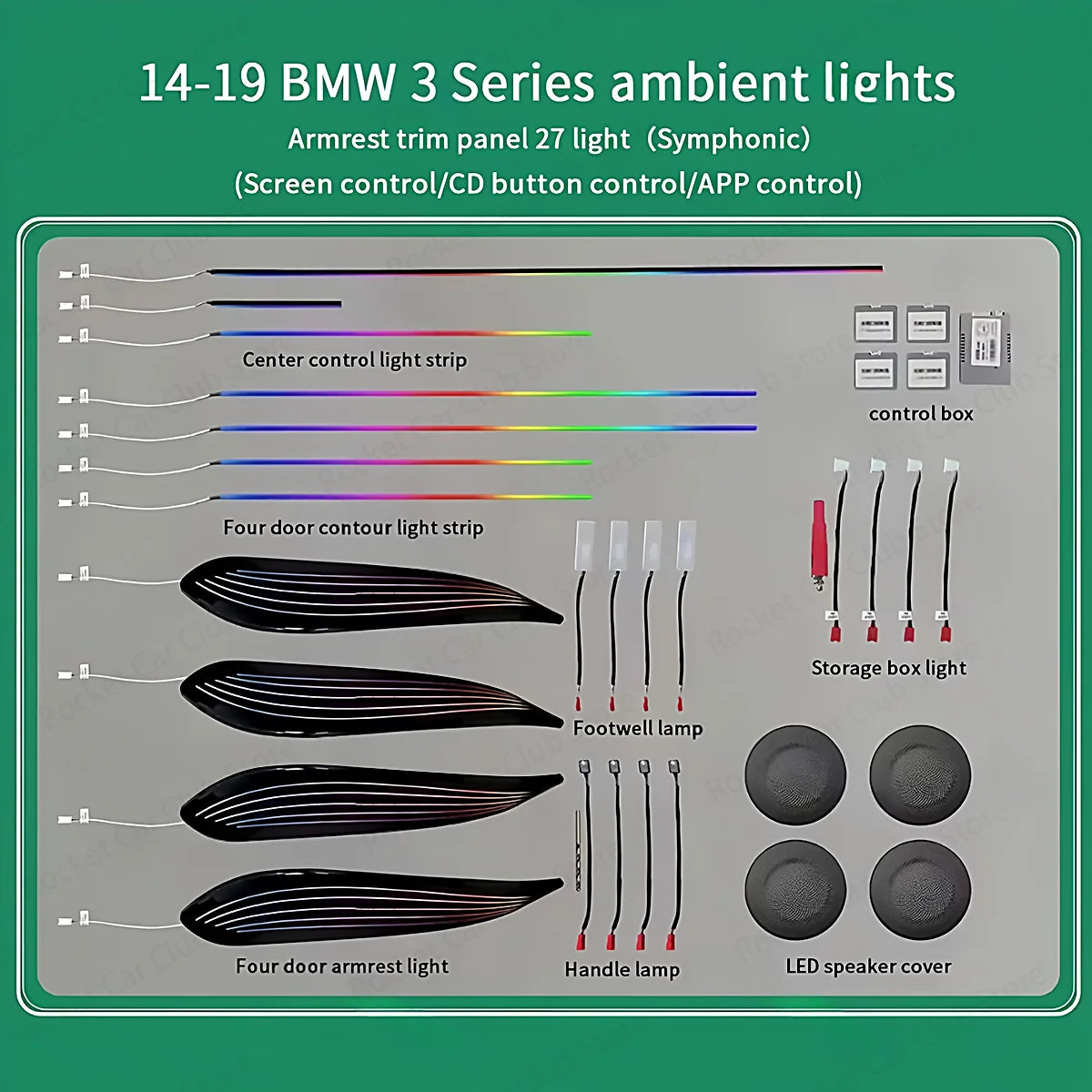 For BMW 3/4 Series 3GT F30 F31 F32 F34 Car LED Ambient Light App Control 256 Colour Symphony Atmosphere Lamp illuminated Strip