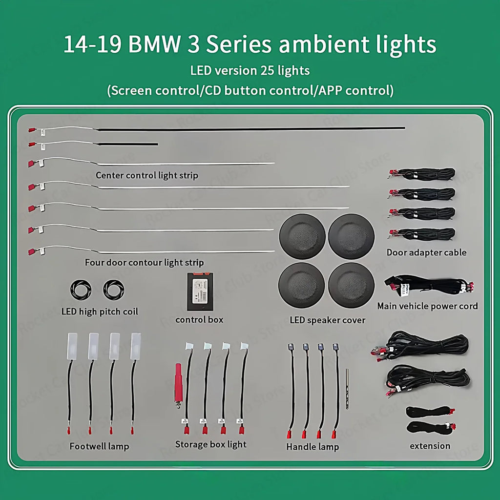 For BMW 3/4 Series 3GT F30 F31 F32 F34 Car LED Ambient Light App Control 256 Colour Symphony Atmosphere Lamp illuminated Strip