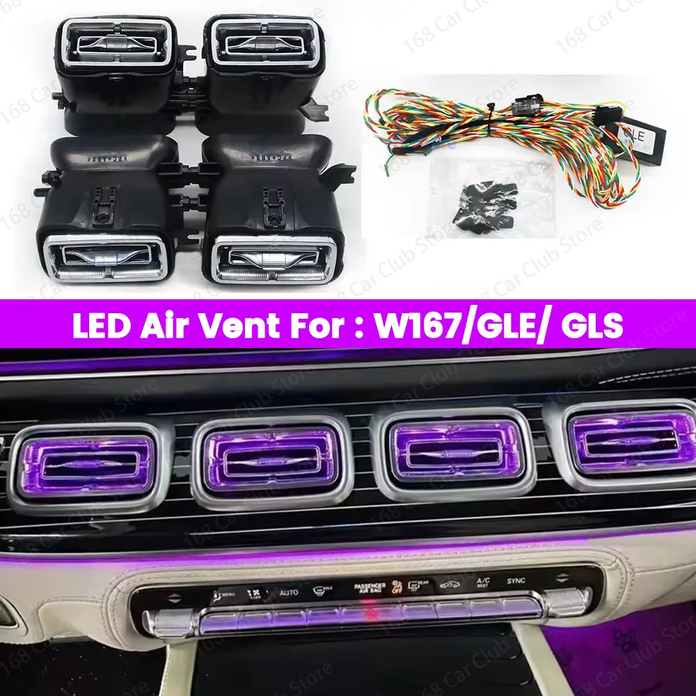 For Mercedes Benz W167 GLE GLS GLE53 GLS63 Coupe Car Turbine Air Outlet Nozzle Decorative Lamp 64 Colour LED Vents Ambient Light