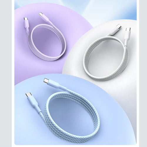 60W 1M/2M/3M Car Fast Charging Cable Dual Type-C Nylon Braided Data Cable Car Charging Accessories for Xiaomi Samsung iphone