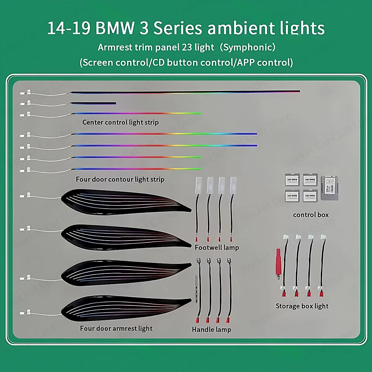 For BMW 3/4 Series 3GT F30 F31 F32 F34 Car LED Ambient Light App Control 256 Colour Symphony Atmosphere Lamp illuminated Strip