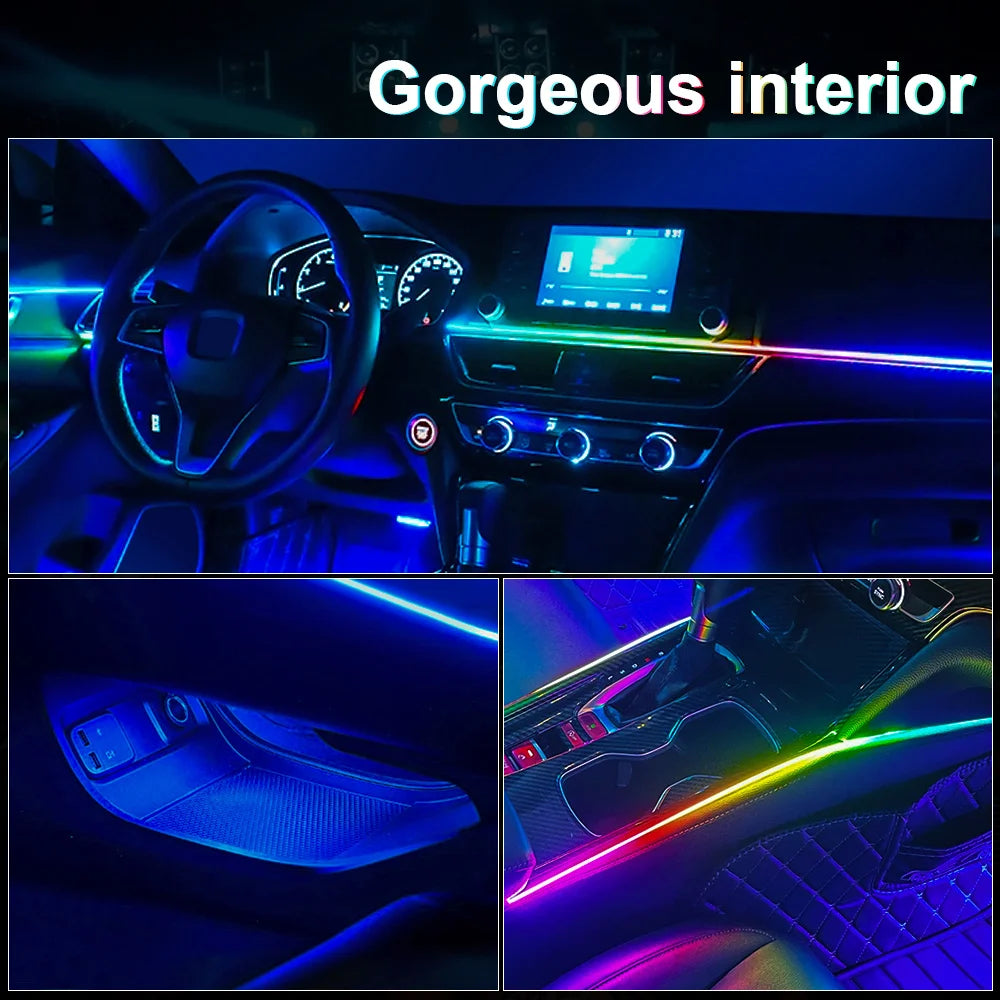 Universal Led Car Ambient Light RGB 64 213 Color Acrylic Strips Symphony Streamer Interior Dashboard Decoration Atmosphere Lamp
