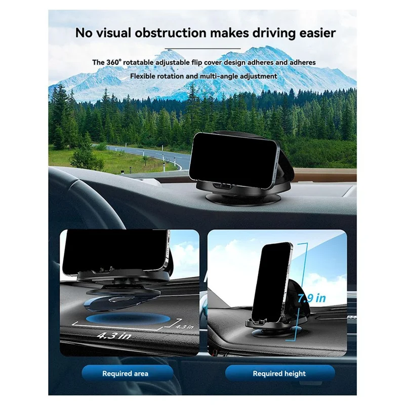 Y43A-Car Dashboard Anti-Slip Pad Mat Universal Phone Holder Upgraded Multifunctional 360 Degree Rotating Car