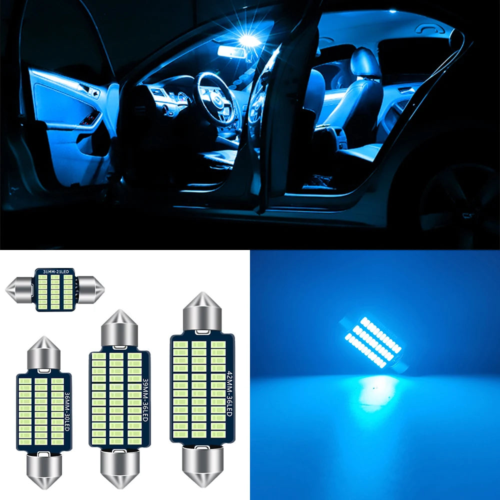 1PC Car Interior Light Purple LED Reading Lights 12V Dome Lamp Aluminum Vehicles Bulb Auto accessories 2025 31mm 36mm 39mm 42mm