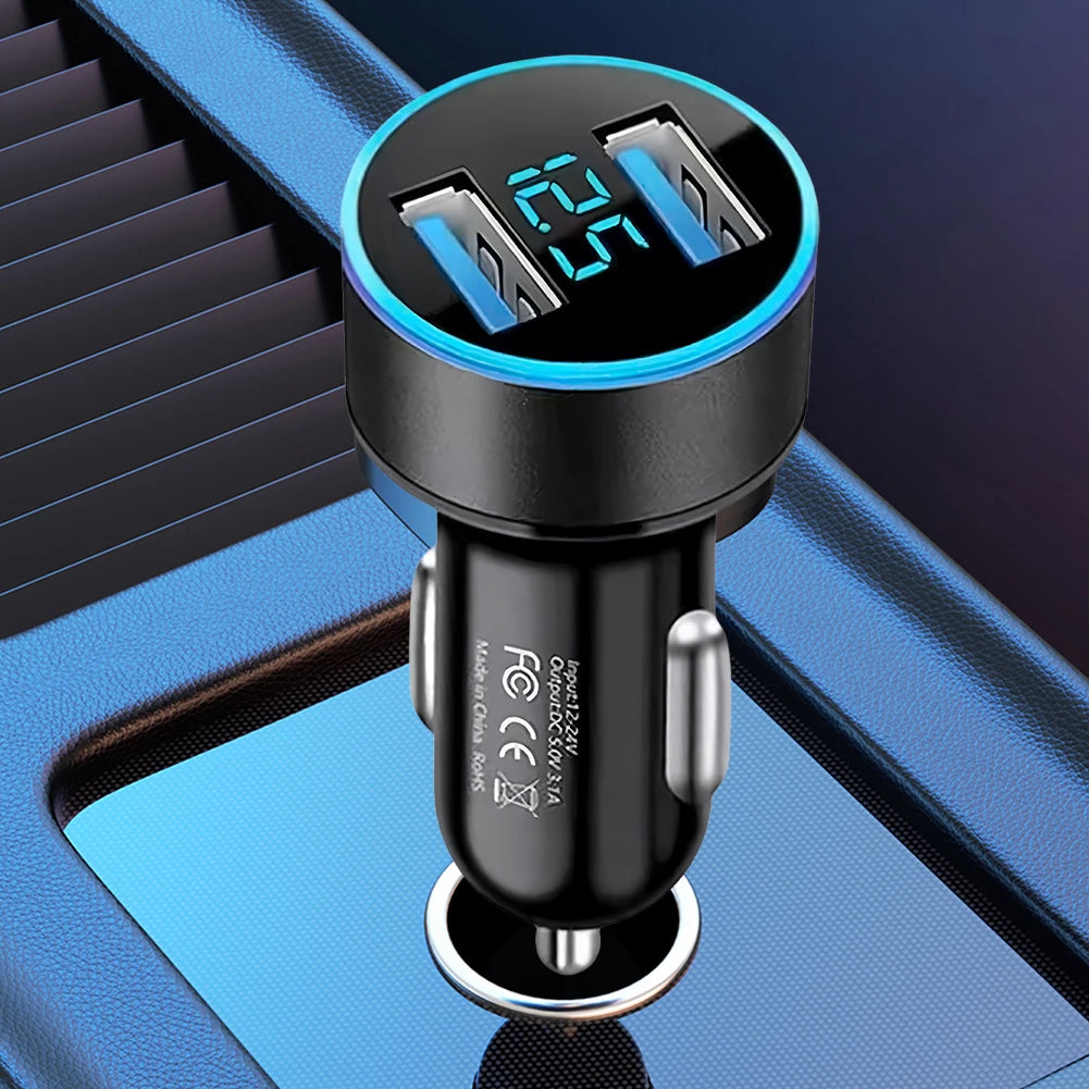 36W Cigarette Lighter Socket Splitter Voltage Display Quick Car Charger Dual USB PD QC3.0 Fast Charger for iPhone Samsung Xiaomi