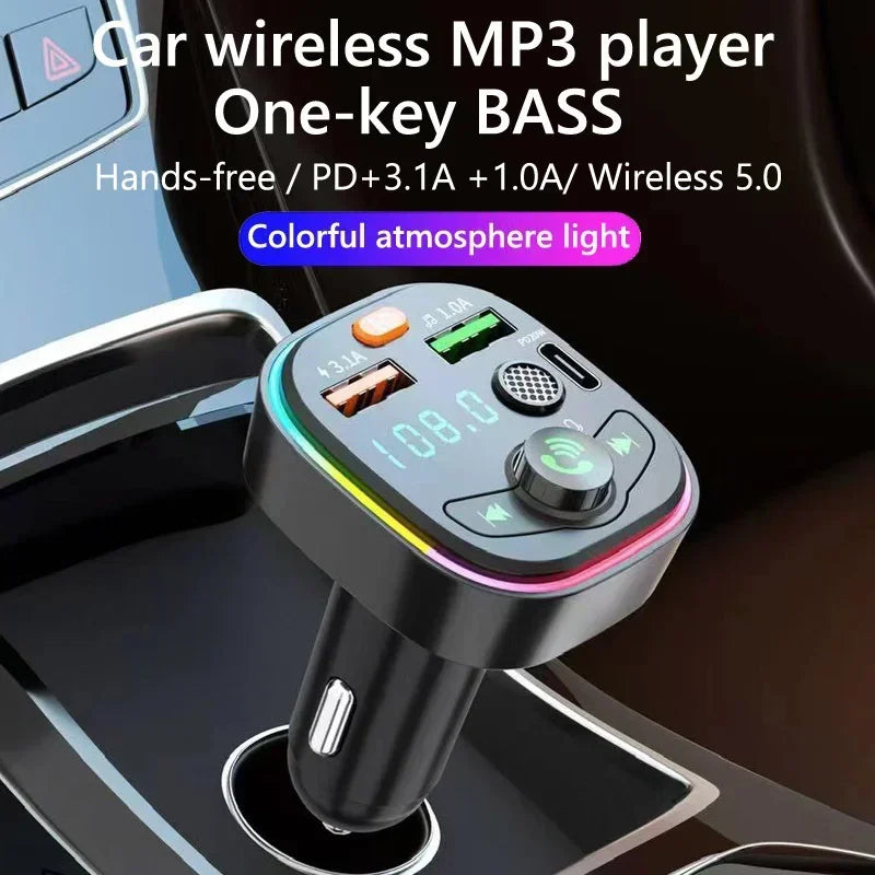 MP3 Player FM Transmitter Wireless Car with Type C PD 18W 3A Fast Charging and Handsfree Calling for iPhone Xiaomi Samsung Tools