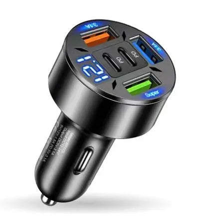 Car Charger 250W 5 Ports Fast Charging PD QC3.0 USB C Car Phone Charger Adapter With Voltage For iPhone Samsung Huawei Xiaomi