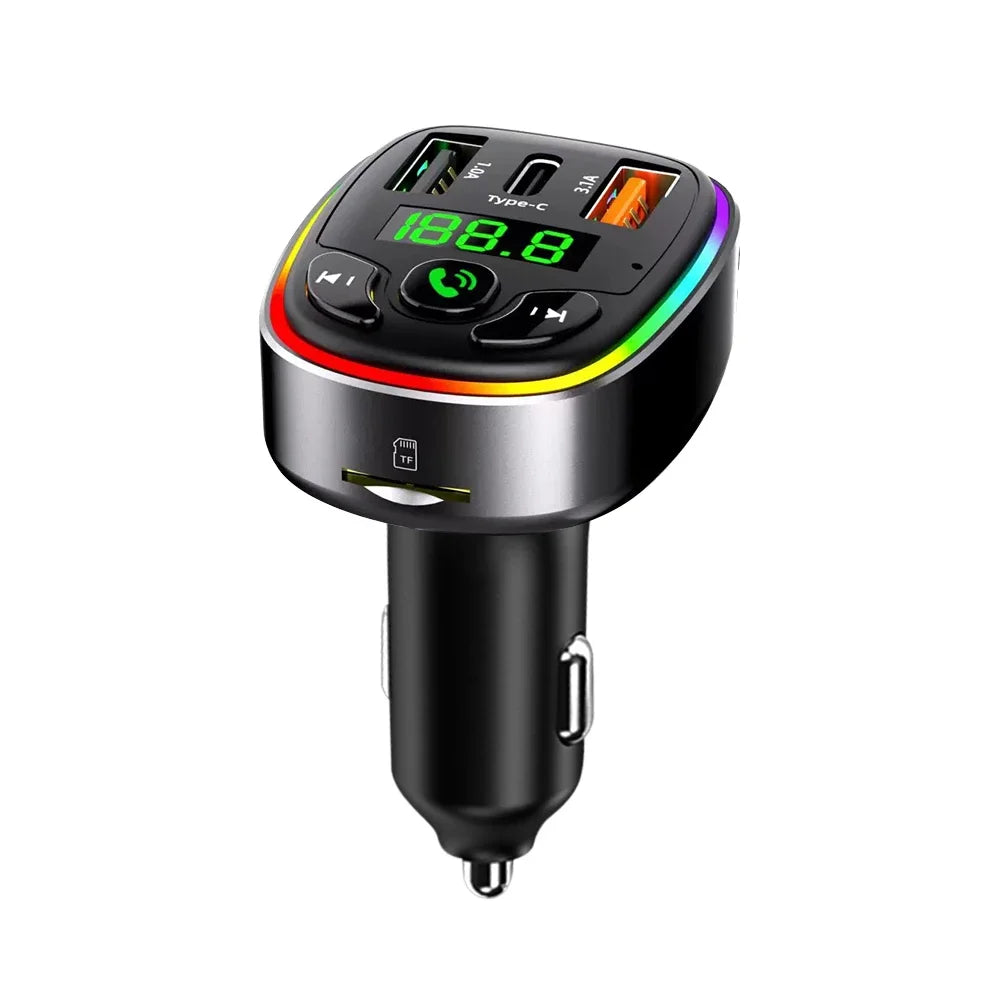 Bluetooth 5.0 FM Transmitter Car MP3 Modulator Player Handsfree Audio Receiver PD+USB Phone Charger With 3 in 1 Charge Cable