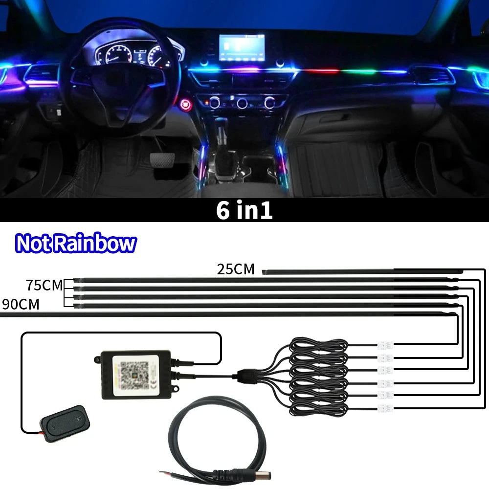 Symphony Car Ambient Lights Kit 18 in 1 LED Interior RGB APP Control Acrylic Guide Strip Light Auto Atmosphere Lamp