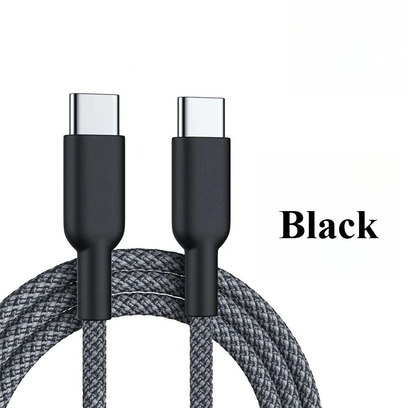 60W 1M/2M/3M Car Fast Charging Cable Dual Type-C Nylon Braided Data Cable Car Charging Accessories for Xiaomi Samsung iphone