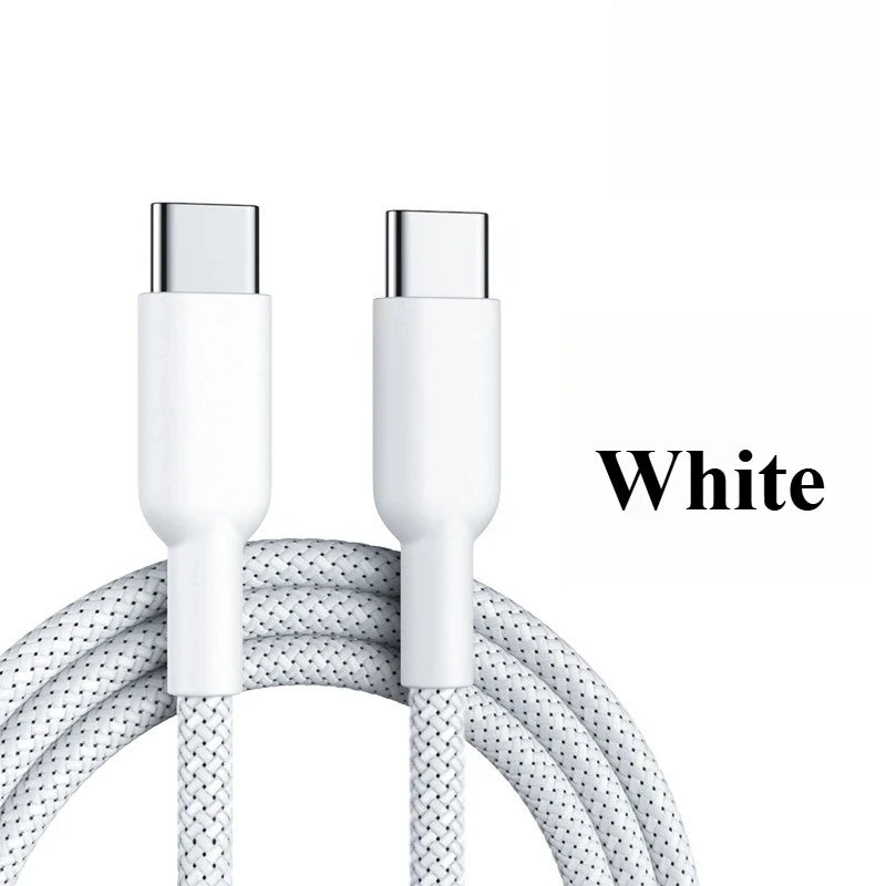 60W 1M/2M/3M Car Fast Charging Cable Dual Type-C Nylon Braided Data Cable Car Charging Accessories for Xiaomi Samsung iphone