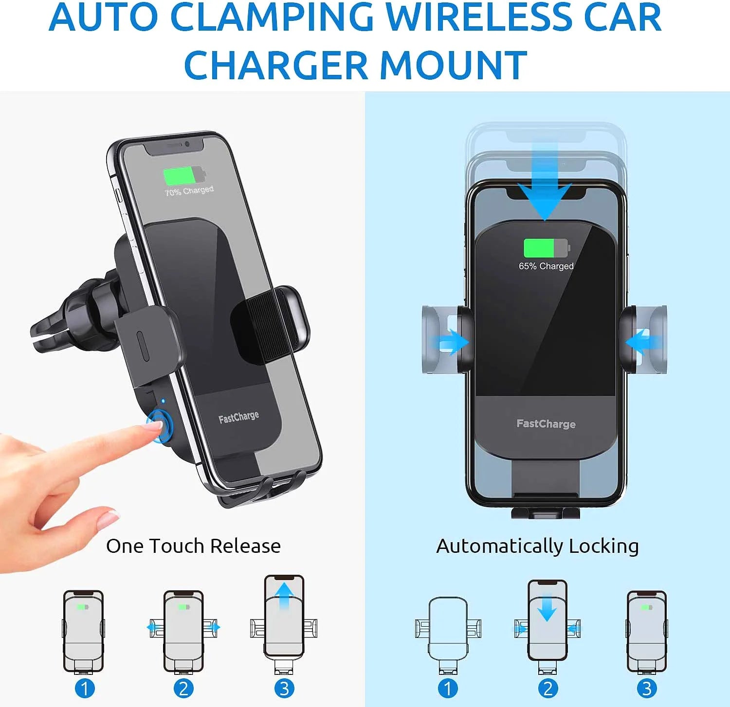 15W Fast charging Wireless Charging Bracket  Windshield Car Phone Holder Auto Clamp Intelligent Sensing For IPhone 15 Samsung